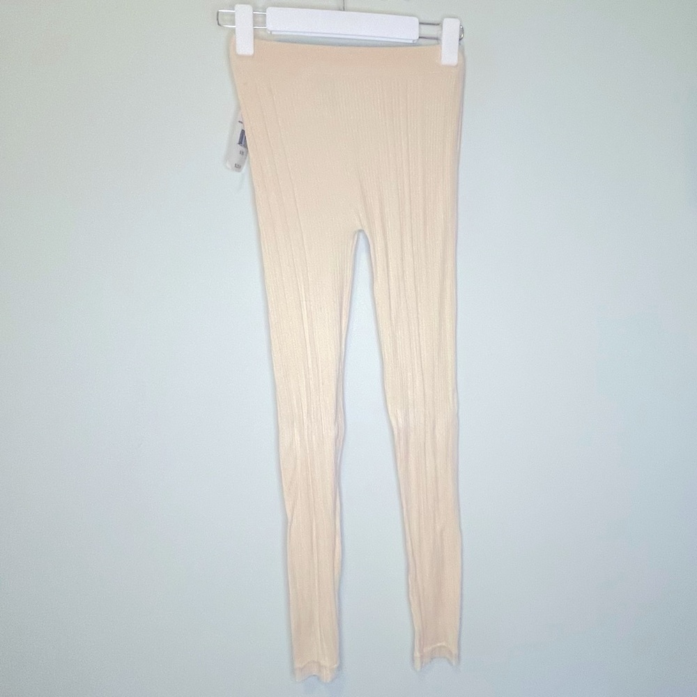 Ribbed Tan / Cream Leggings / Size S